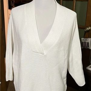 Chico’s Sweater, White with 3/4 Sleeves, Women’s Size 2 (U.S. Sz L)